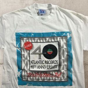 Vintage Coca Cola Atlantic Records Shirt Size Large 40th Anniversary NYC 80s USA